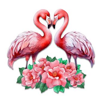 Flamingos Love 24-Inch Handcrafted Wooden Door Decor by G. DeBrekht - Family Love Decor