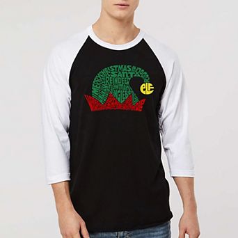 Christmas Elf Hat - Men's Raglan Baseball Word Art T-Shirt