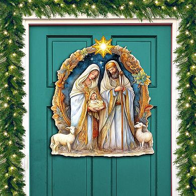 Nostalgic Nativity Scene Holiday 24-Inch Door Decor by DeBrekht Timeless Inspirational Memory Décor