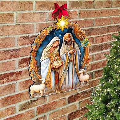 Nostalgic Nativity Scene Holiday 24-Inch Door Decor by DeBrekht Timeless Inspirational Memory Décor