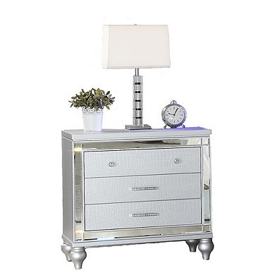 Sterling Contemporary 3-Drawer Nightstand with Mirror Inserts