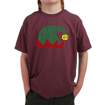 Christmas Elf Hat - Boy's Word Art T-Shirt