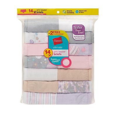 Girls Hanes® 12+2 Bonus Pack Ultimate Assorted Cotton Briefs Underwear