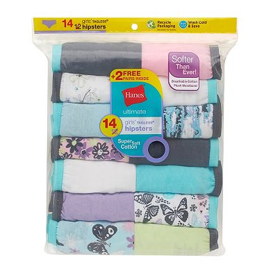 Girls 6-16 Hanes® 12-pack + 2 Bonus Pairs Cotton Hipster Panties