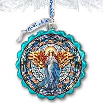 Love Harmony Angel Wreath Glass Ornament by G. Debrekht - Nativity Holiday Decor - 759-054