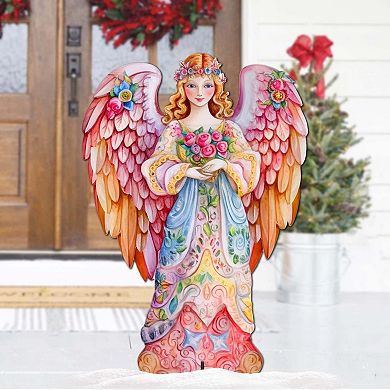 Pink Floral Angel Outdoor Decor by G. Debrekht - Nativity Holiday Decor - 8611023F