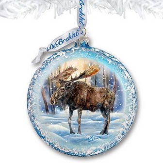In the Heart of the Forest - Moose Ball Glass Ornament by G. Debrekht - Wildlife Holiday Decor - 73383