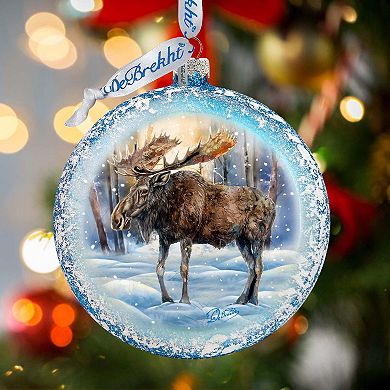 In the Heart of the Forest - Moose Ball Glass Ornament by G. Debrekht - Wildlife Holiday Decor - 73383