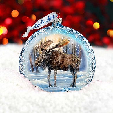 In the Heart of the Forest - Moose Ball Glass Ornament by G. Debrekht - Wildlife Holiday Decor - 73383