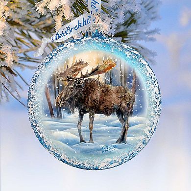 In the Heart of the Forest - Moose Ball Glass Ornament by G. Debrekht - Wildlife Holiday Decor - 73383