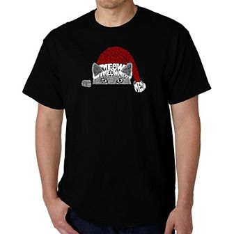Christmas Peeking Cat - Men's Word Art T-Shirt