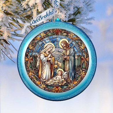 A Blessed Gathering - Holy Family Nativity Ball Glass Ornament by G. Debrekht - Nativity Holiday Decor - 73567C