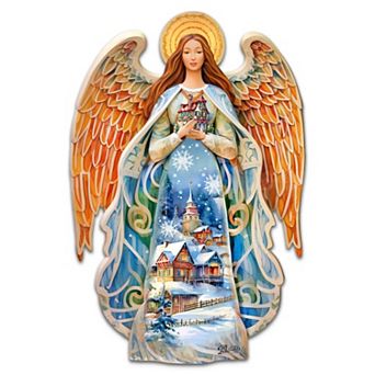 Blessing Home Angel Holiday 24-Inch Handcrafted Wooden Door Decor by G. Debrekht - Christmas Decor