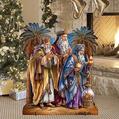 32-Inch Three Wise Men Outdoor Handcrafted Wooden Decor by G. DeBrekht - Nativity Holiday Décor