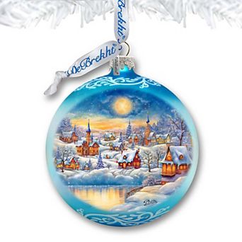Magic Winter Village Ball Glass Christmas Ornament by G. Debrekht - Christmas Santa Snowman Decor - 73377