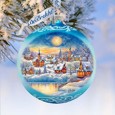 Magic Winter Village Ball Glass Ornament by G. Debrekht - Christmas Santa Snowman Decor - 73377