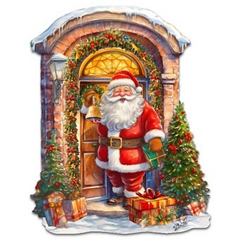 Knocking the Door Santa Holiday 24-Inch Door Decor by G. DeBrekht - Joyful Christmas Decor