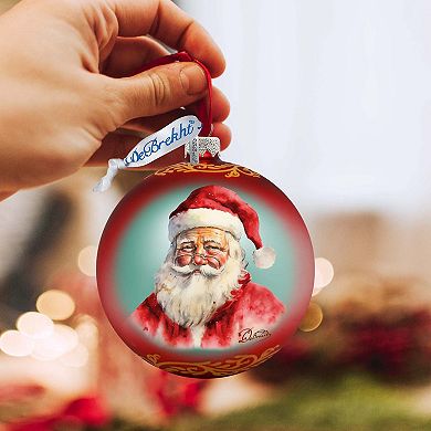 Captivating Smile of Santa Ball Glass Ornament by G. Debrekht - Christmas Santa Snowman Decor - 73376