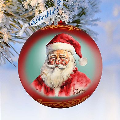 Captivating Smile of Santa Ball Glass Ornament by G. Debrekht - Christmas Santa Snowman Decor - 73376