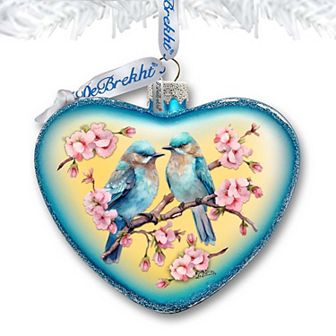 Blooming Love Heart Glass Christmas Ornament by G. Debrekht - Christmas Decor - 753-014