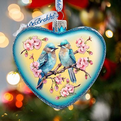 Blooming Love Heart Glass Christmas Ornament by G. Debrekht - Christmas Decor - 753-014