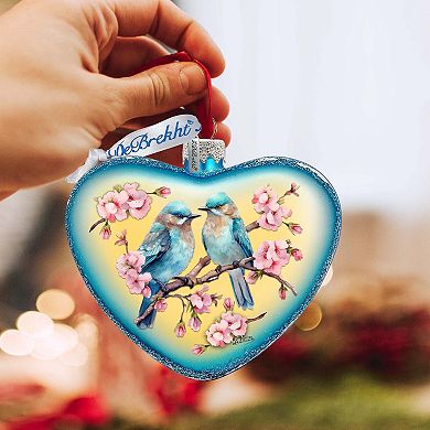 Blooming Love Heart Glass Christmas Ornament by G. Debrekht - Christmas Decor - 753-014