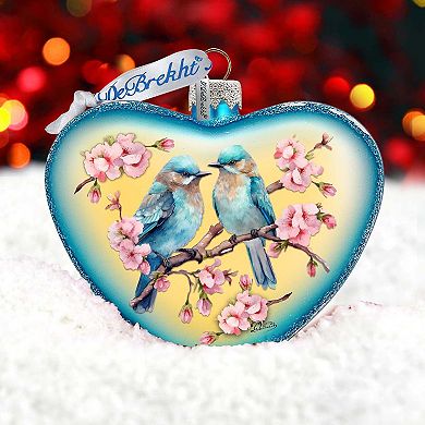 Blooming Love Heart Glass Christmas Ornament by G. Debrekht - Christmas Decor - 753-014