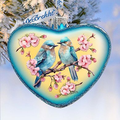 Blooming Love Heart Glass Christmas Ornament by G. Debrekht - Christmas Decor - 753-014