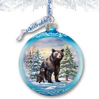 A Love for All Seasons: Black Bears Ball Glass Ornament by G. Debrekht - Wildlife Holiday Decor - 73381