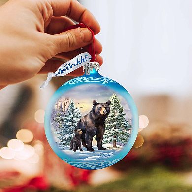 A Love for All Seasons: Black Bears Ball Glass Ornament by G. Debrekht - Wildlife Holiday Decor - 73381