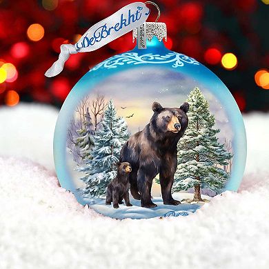 A Love for All Seasons: Black Bears Ball Glass Ornament by G. Debrekht - Wildlife Holiday Decor - 73381