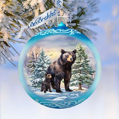 A Love for All Seasons: Black Bears Ball Glass Ornament by G. Debrekht - Wildlife Holiday Decor - 73381