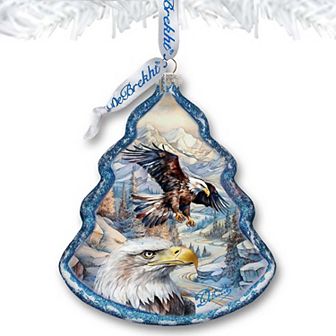 The Land of the Free - American Eagle Tree Glass Christmas Ornament by G. Debrekht - Christmas Decor - 762-031