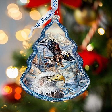 The Land of the Free - American Eagle Tree Glass Ornament by G. Debrekht - Christmas Decor - 762-031