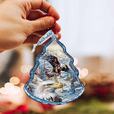 The Land of the Free - American Eagle Tree Glass Ornament by G. Debrekht - Christmas Decor - 762-031