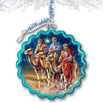 Three Kings Wreath Glass Ornament by G. Debrekht - Nativity Holiday Decor - 759-046