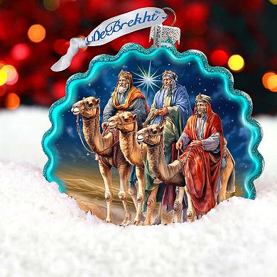 Three Kings Wreath Glass Ornament by G. Debrekht - Nativity Holiday Decor - 759-046