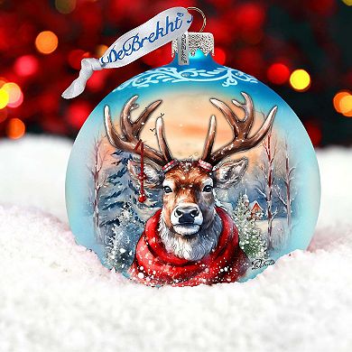 Christmas Mood Wreath Glass Ornament by G. Debrekht - Wildlife Holiday Decor - 759-048