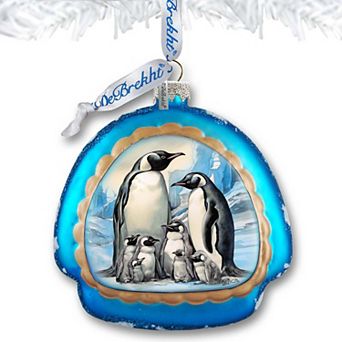 A Love on Ice - Penguin's Family Rainbow Glass Ornament by G. Debrekht - Wildlife Holiday Decor - 756-019