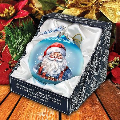 Santa's Magical Presence Ball Glass Ornament by G. Debrekht - Christmas Santa Snowman Decor - 73375