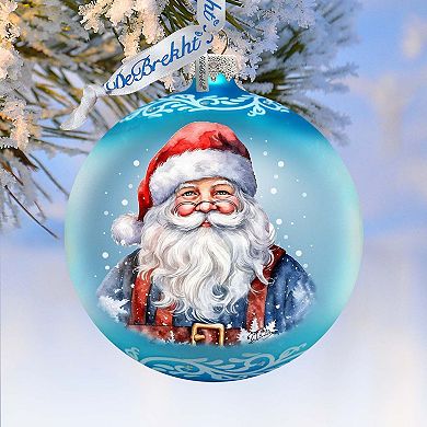 Santa's Magical Presence Ball Glass Ornament by G. Debrekht - Christmas Santa Snowman Decor - 73375