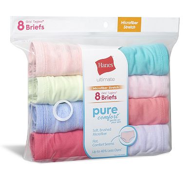Girls Hanes® 8 Pack Ultimate Pure Comfort Microfiber Briefs Underwear