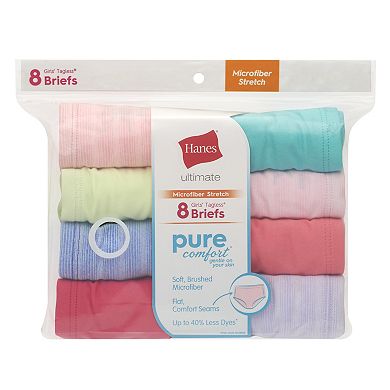 Girls Hanes® 8 Pack Ultimate Pure Comfort Microfiber Briefs Underwear