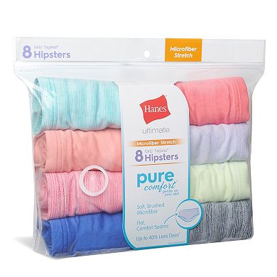 Girls Hanes® 8 Pack Ultimate Pure Comfort Microfiber Hipsters Underwear