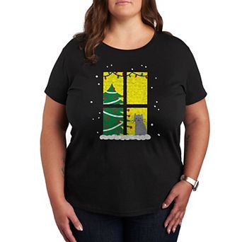 Plus Cat in Snowy Window Graphic Tee