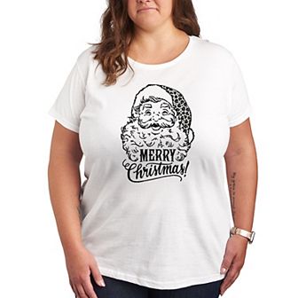 Plus Vintage Santa Leopard Graphic Tee