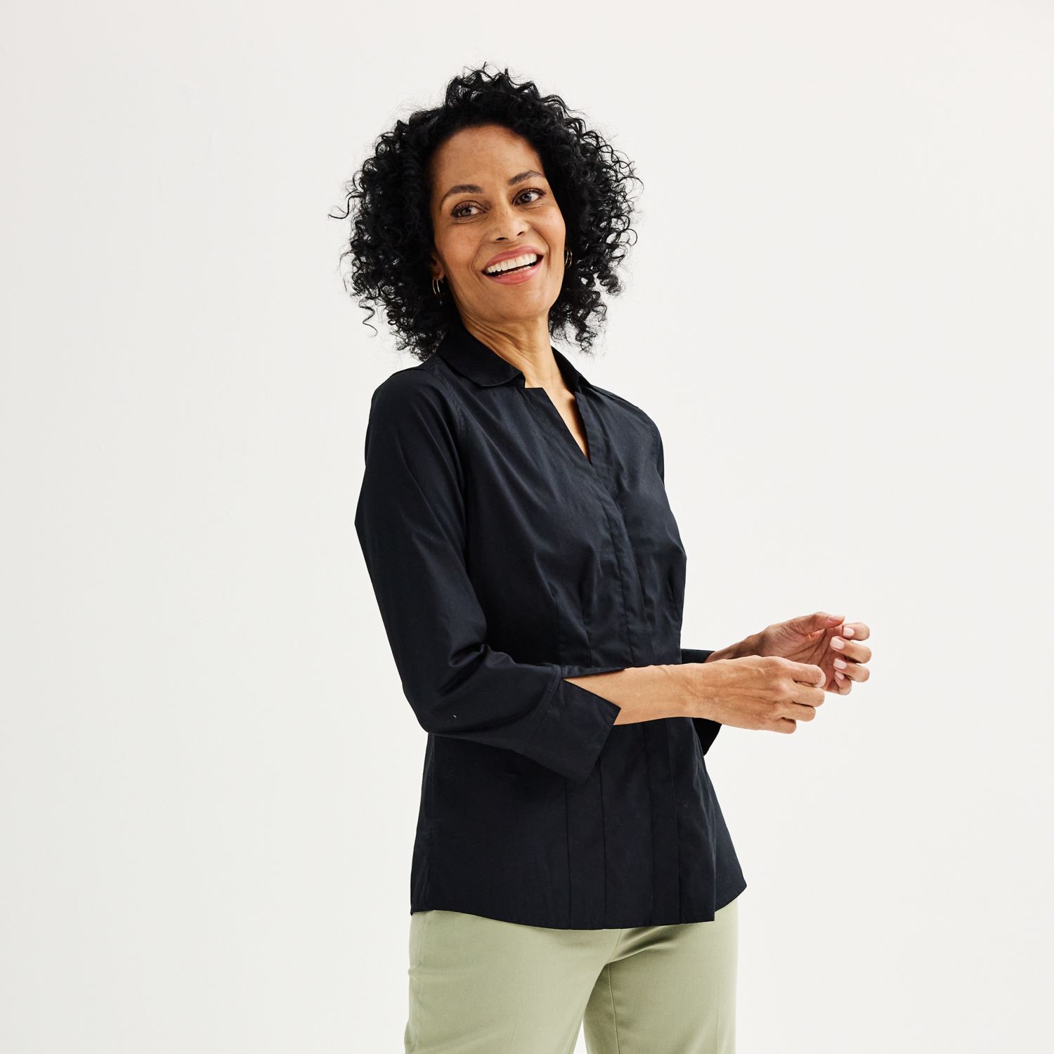 kohls womens black dress shirt