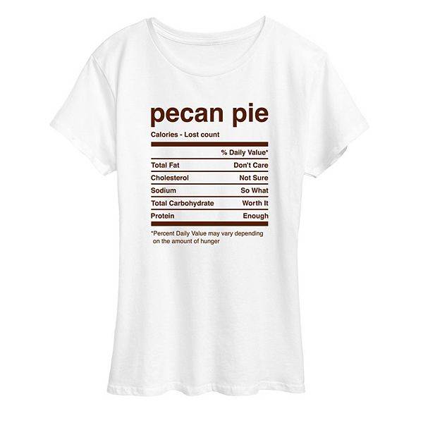 Juniors' Pecan Pie Nutritional Facts Graphic Tee