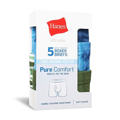 Boys 4-20 Hanes Ultimate Pure Comfort Cotton Boxer Briefs Underwear 5-Pack Set