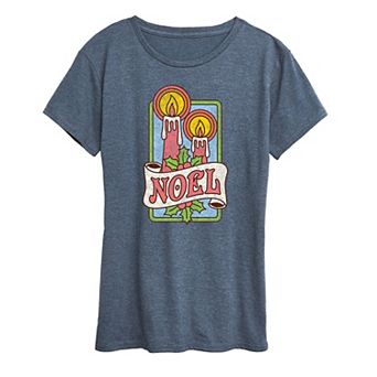 Women's Retro Noel Candles Short Sleeve Graphic Tee